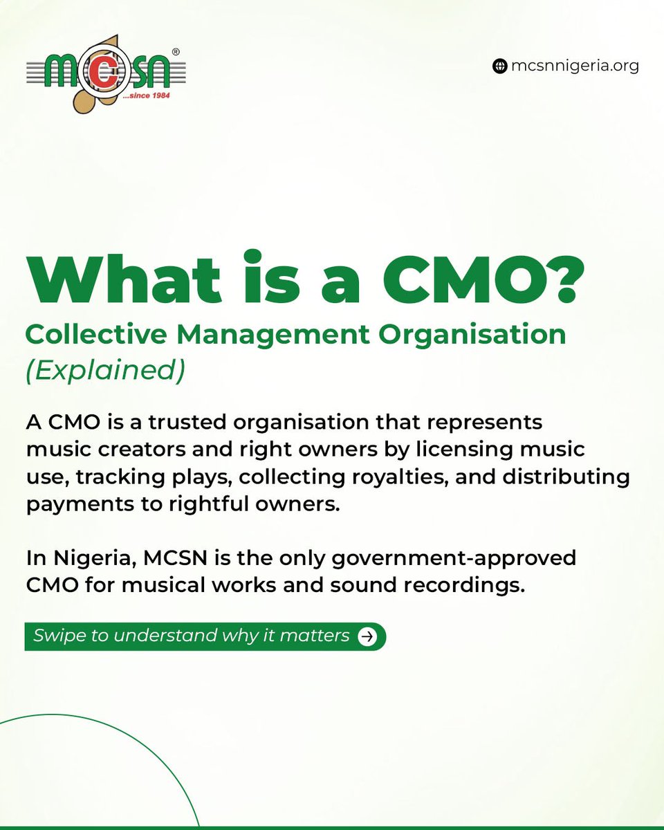Musical Copyright Society Nigeria (MCSN) tweet media