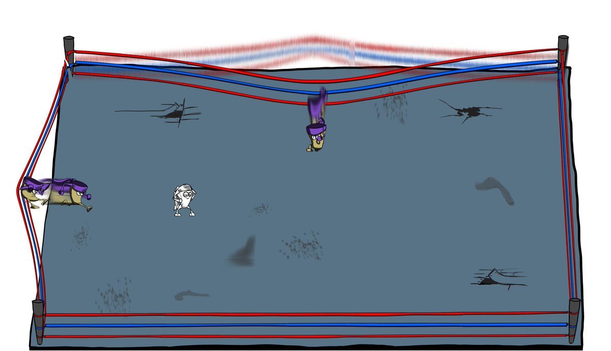 moochigames's tweet photo. testing environment interactions
the boxing ring ropes are bouncy, so they can fling enemies away or even launch Jack if you use them right.
still tuning it, but I like the idea of the arena itself becoming part of the movement and combat.
#Jackstrap #gamedev #indiedev #solodev https://t.co/xGihRGLitS