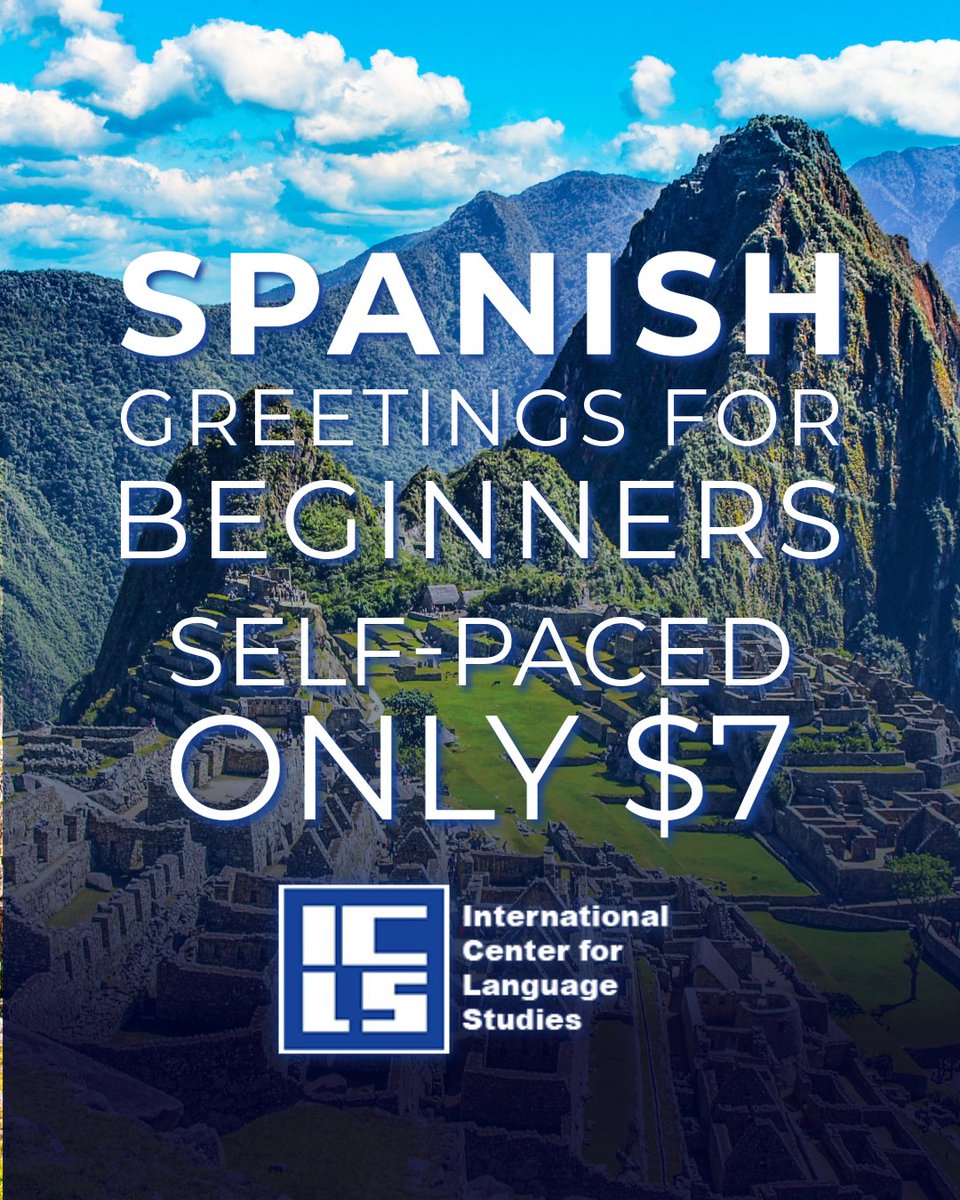 icls's tweet photo. Traveling or visiting loved ones?
Learn how to say hello, introduce yourself, and begin a conversation in Spanish.
Our self-paced Spanish Greetings course is under $7 and helps you feel more comfortable connecting with others. https://t.co/pA5RCcjOwX https://t.co/8VC1EV6Y2a