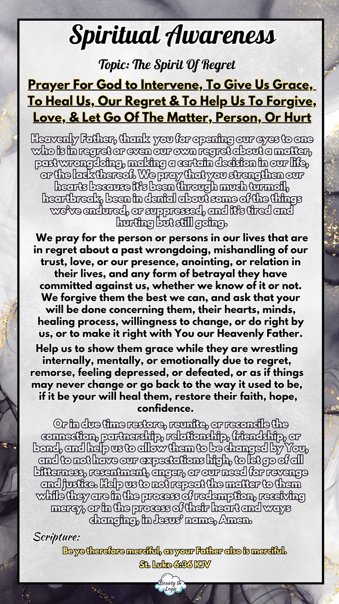 BeautyInLogic's tweet image. Spiritual Awareness: The Spirit Of Regret (Part 1-3 &amp;amp; Prayer)

#noregrets #regret #betrayal #vindication #protection #healing #jesussaves #godisgood #peace