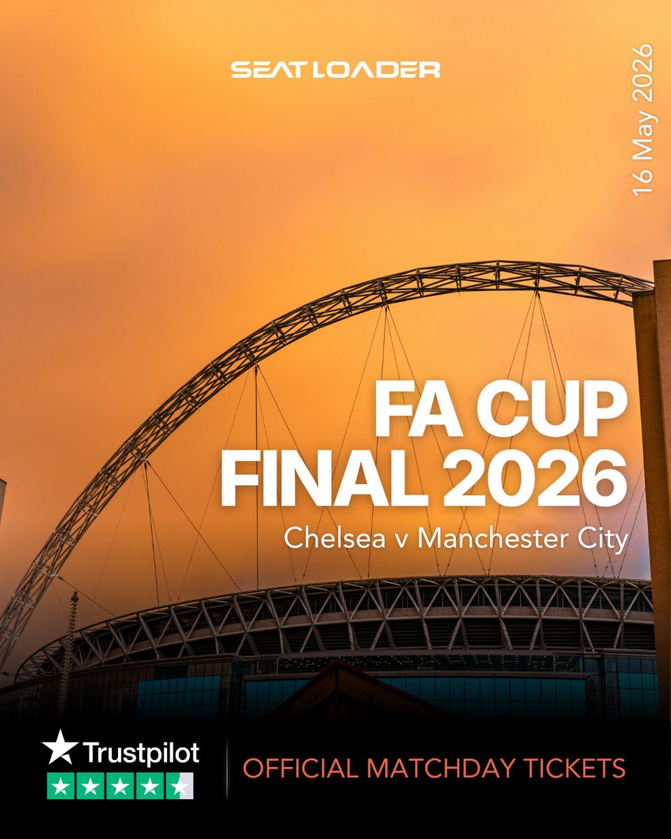 Seatloader's tweet photo. Wembley Awaits 🏆

Who are you picking to take home the coveted FA Cup Trophy 🤔

Take a look at our hospitality availability for the Chelsea v Manchester City FA Cup final. https://t.co/ruexL02c6E