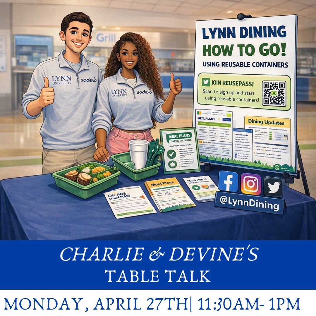 LynnDining's tweet photo. Upcoming Events
Monday, April 27th: Table Talk w/ Charlie &amp; Devine 📢
Tuesday, April 28th: Great Stadium Eats 🏟️
Wednesday, April 29th: Breakfast Pastry 🍰
Wednesday, April 29th: Let's Dish: Recipe from Home 🏡 https://t.co/egbvFnjrCi