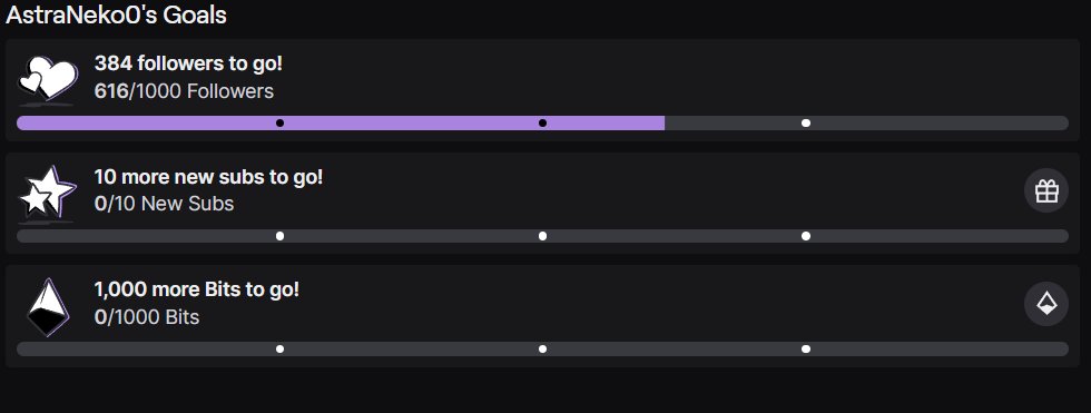 Astraneko0's tweet image. Help Me Hit These Goals Before The Year Done #goals #achievements #twitch