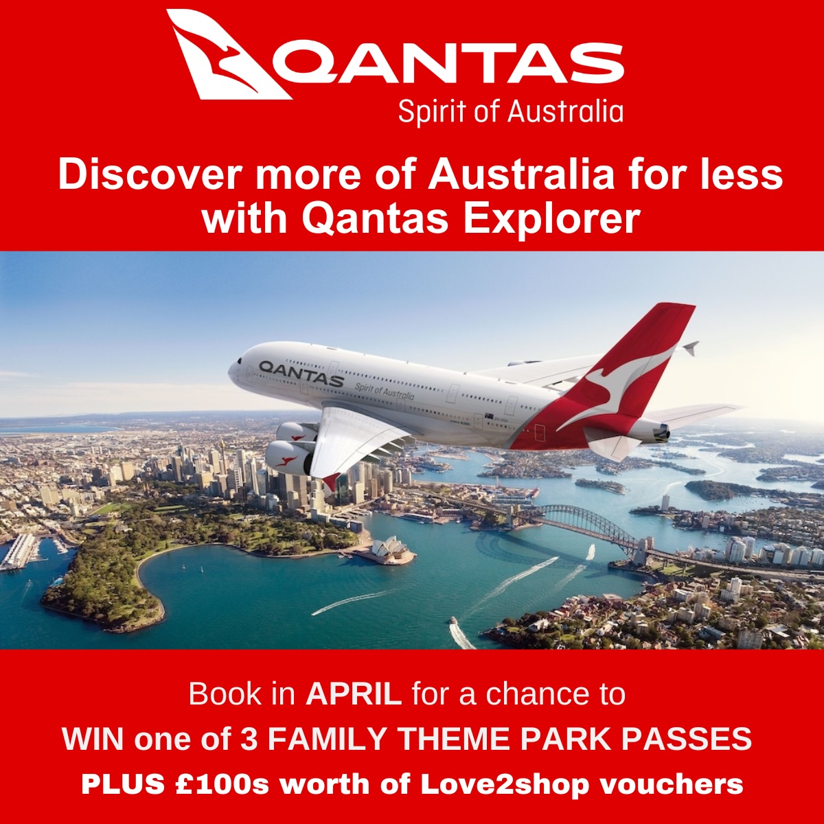 faremine's tweet photo. ⏰ LAST CHANCE TO WIN!

💫Win one of 3 Family Theme Park tickets with Faremine and @Qantas!
👉 Plus £100s of Love2Shop vouchers up for grabs when you book with Faremine and Qantas in April.

✨ All April bookings with Qantas will go into our prize draw.

#Faremine #Travel https://t.co/7xkLyFXr09