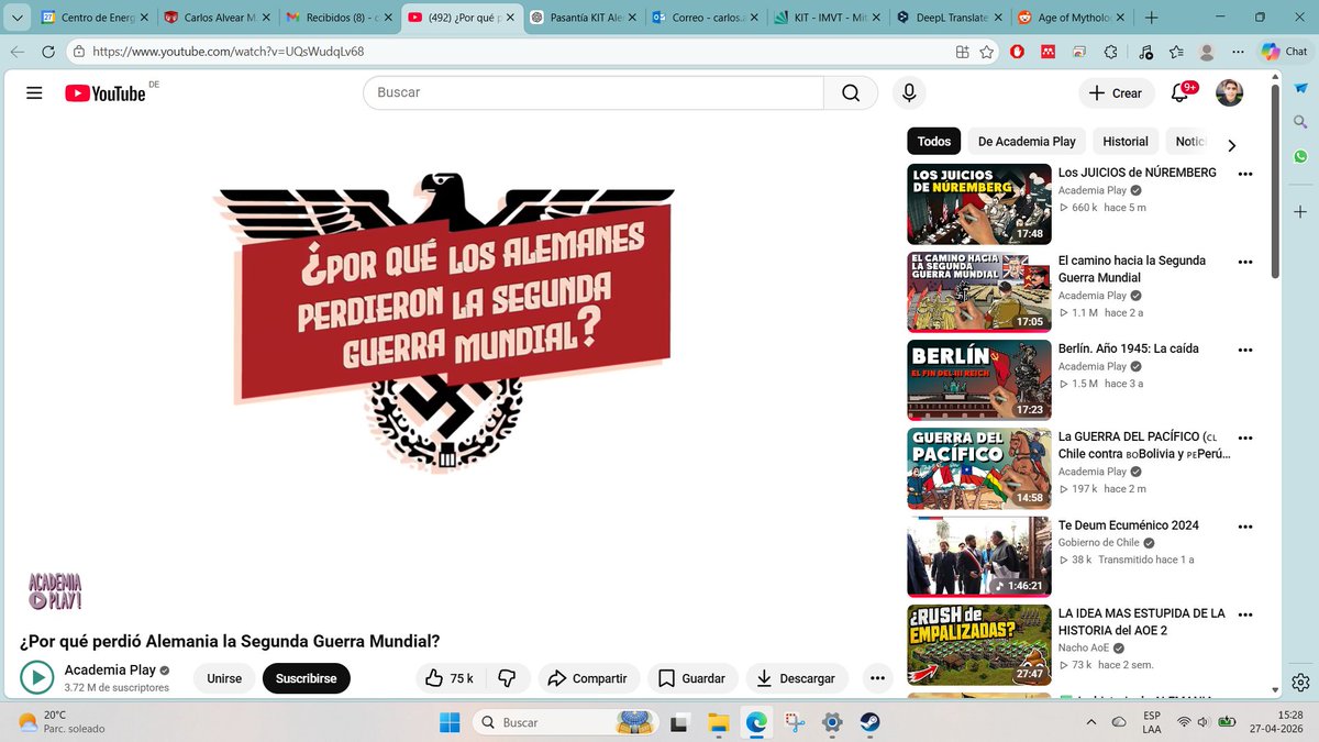 Los videos que pongo en la oficina durante mi pasantía en Alemania: