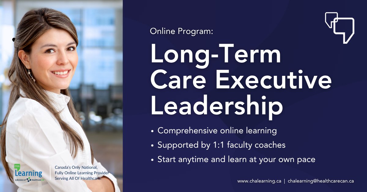 CHA_Learning's tweet image. Strong leadership matters in long-term care. The Long-Term Care Executive Leadership Program supports experienced professionals in strengthening their leadership skills and preparing for what comes next in long-term care. 

👉 bit.ly/3VVZCoj

#Healthcare #LTC #CDNHealth