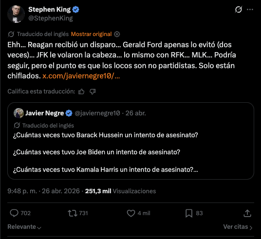 No podéis seguir con vuestras vidas sin ver antes al puto dios Stephen King domando al puto subnormal de Javier Negre.