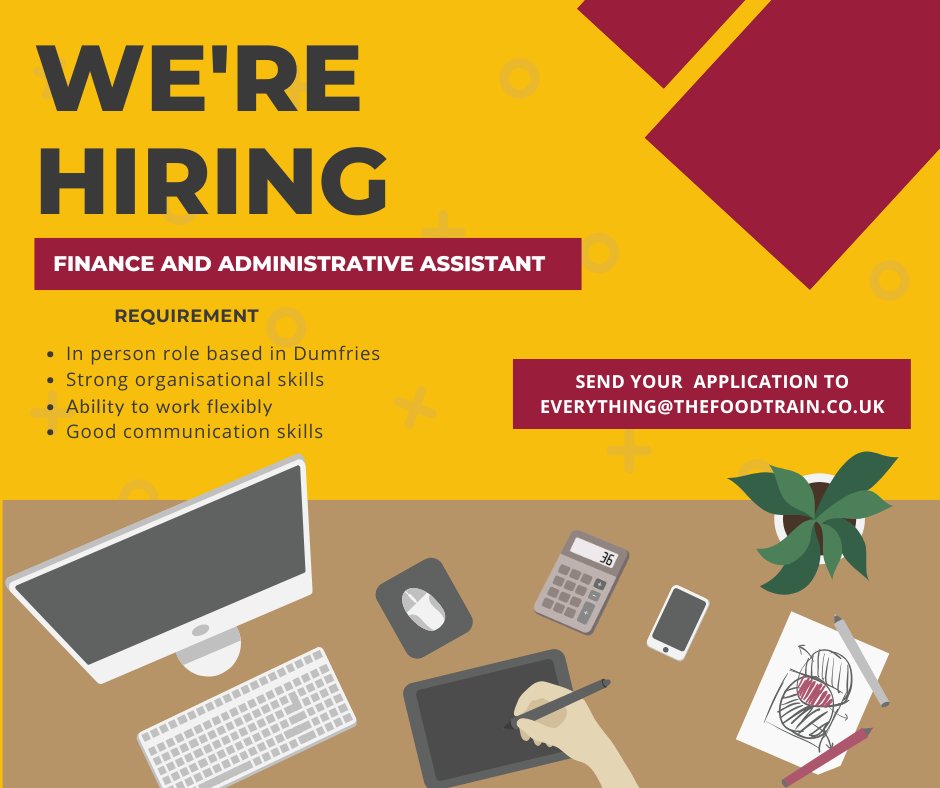 FoodTrainScot's tweet photo. 📢 We’re hiring!

Finance &amp; Administrative Assistant (Dumfries)

A varied, hands-on role - perfect if you’re organised, practical, and enjoy keeping things running smoothly.

No finance expert needed, just confidence with numbers.

👉 Apply: https://t.co/ctj8KU63Ki https://t.co/Ux7wWRZPDv