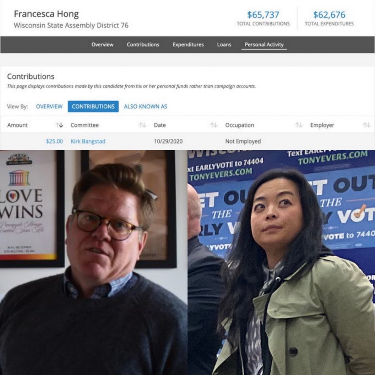 🚨 BREAKING: Wisconsin’s leading candidate for the Democrat nomination for governor, <a href="/FrancescaHongWI/">Francesca Hong For Governor</a>, donated to Kirk Bangstad, owner of Minocqua Brewing Company.

Bangstad is promoting free beer if Trump dies and was cheering on the latest assassination attempt.

Disgusting.