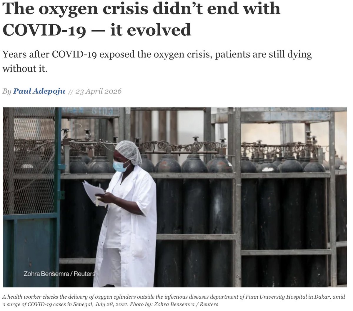 EBCCoalition's tweet image. Where are we at with access to medical #oxygen 3yrs after #pandemic?

@pauladepoju writes another great piece for @devex 
devex.com/news/the-oxyge…

#GO2AL #WHA79 #WHS2026 #WHSNairobi2026 @WorldHealthSmt @UNITAID @GlobalFund @pahowho @AfricaCDC
