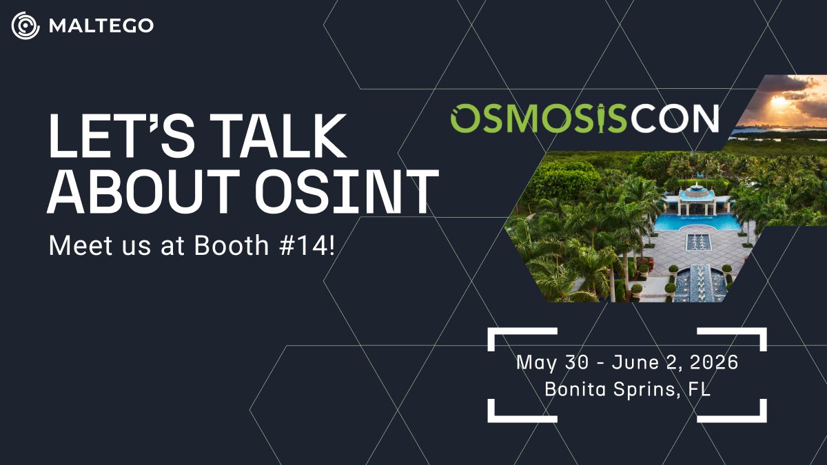 MaltegoHQ's tweet photo. #Maltego has been part of how investigators operationalize #OSINT for years, surfacing connections and insights that matter. Come and meet us at #OSMOSISCon in Florida. Our team will be on-site and would love to connect with you. Book a meeting now: https://t.co/BHp36YiWa4 https://t.co/MYu462rack