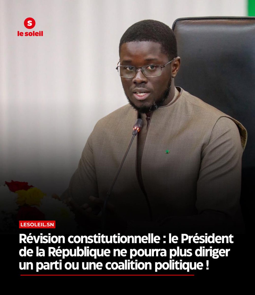 wlonj's tweet image. #Senegal: Le projet de loi portant révision constitutionnelle introduit une modification majeure du statut du chef de l’État
#Kebetu #Tchad