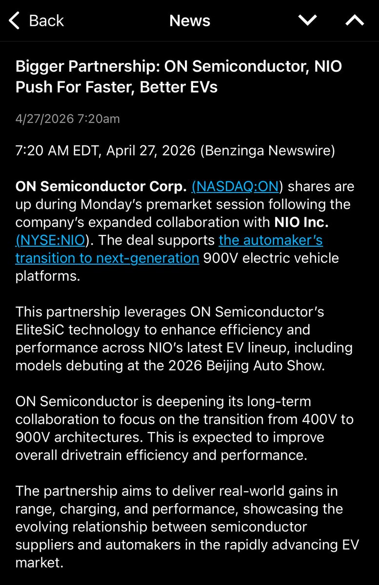 DCDOWORK's tweet photo. $ON partnership with $NIO https://t.co/4xuD8RHGzb