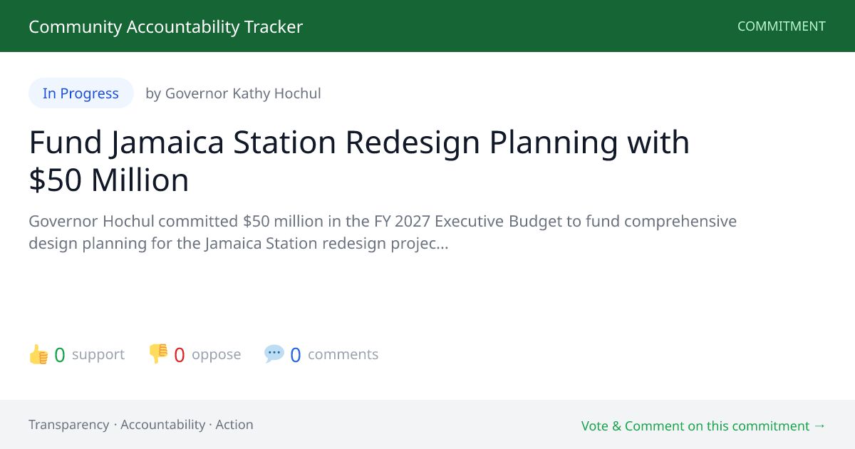 CommunityPACT's tweet photo. ⚠️ CLOSES MAY 8 : @GovKathyHochul has a public input survey open for the $50M Jamaica Station redesign. 90K+ daily riders. AirTrain. LIRR. J/Z/E subway. Queens residents should be heard before the deadline. @senatorcomrie @mtalirr https://t.co/UOB3elRV6k #Jamaica #QueensNYC https://t.co/BwtzN8i2ME