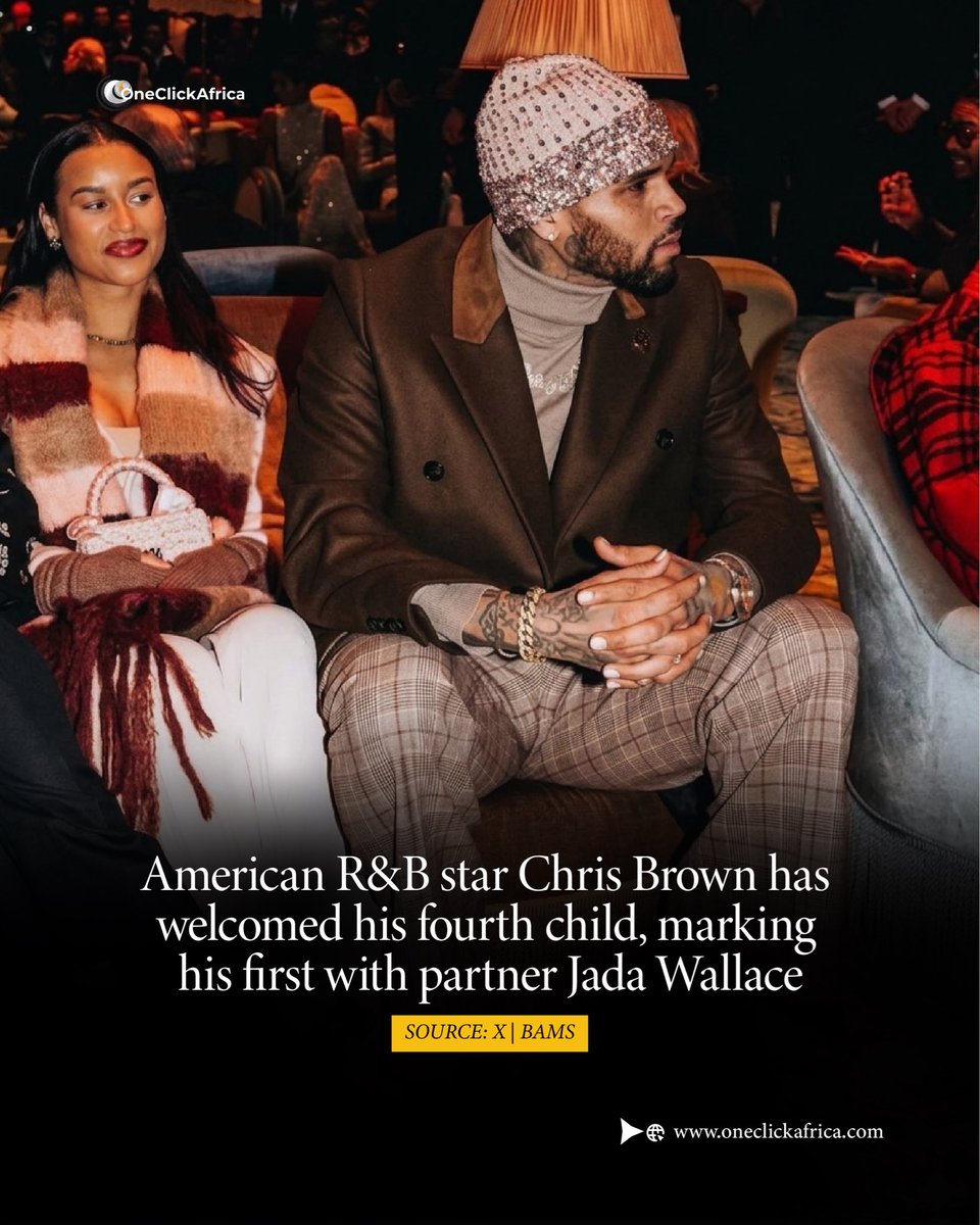 1clickAfrica's tweet image. BREAKING: Another chapter for Chris Brown 

The R&amp;amp;B star has welcomed his fourth child, his first with partner Jada Wallace.

Tap in to oneclickafrica.com for more.
Link in Bio.

#ChrisBrown #CelebrityNews #NewArrival #OneclickAfrica