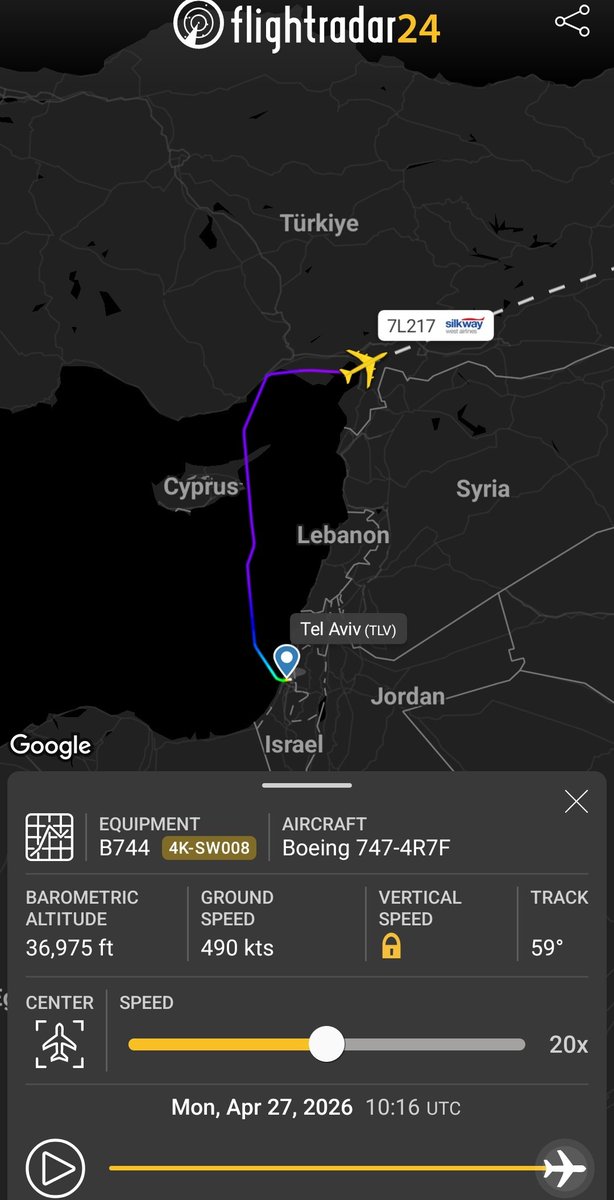 🇦🇿🇮🇱 Azerbaijan buying Israeli weapons?

A Silk Way Airlines Boeing 747-400F cargo plane operated a new flight today from Baku to Ben Gurion Airport in central Israel.