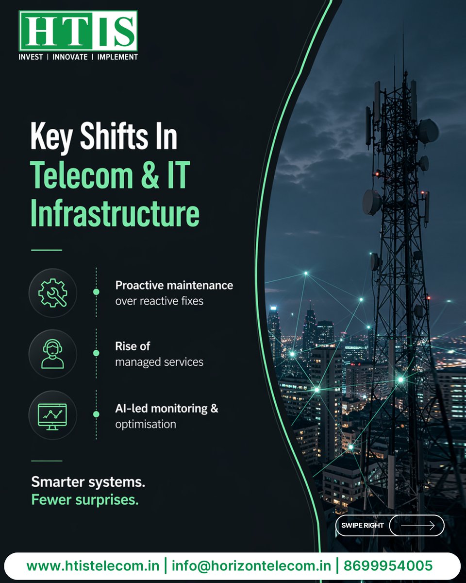 Htis_Telecom's tweet photo. Is your #ITInfrastructure ready for 2026?
From AI-driven monitoring to proactive maintenance and scalable data centres, enterprise networks are evolving fast.
Stay aligned with what’s next.
https://t.co/zSB7BMFANU
...
#Telecom #EnterpriseIT #DigitalTransformation #HTISTelecom https://t.co/2gne32PlnG