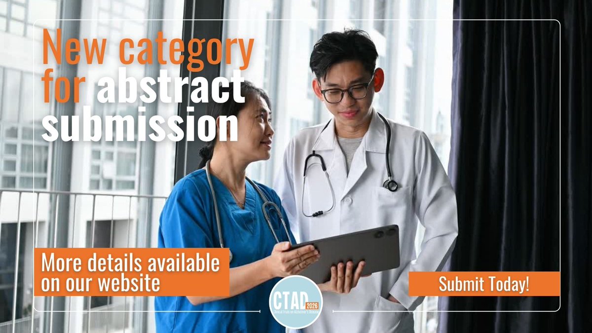 CTADconference's tweet image. 🧠 What if the next big idea in #Alzheimers research is just waiting to be discovered?

Submit your abstract to New Hypotheses – New Therapeutic Approaches for AD and challenge the paradigm! We welcome novel mechanisms, emerging targets, and innovative strategies.