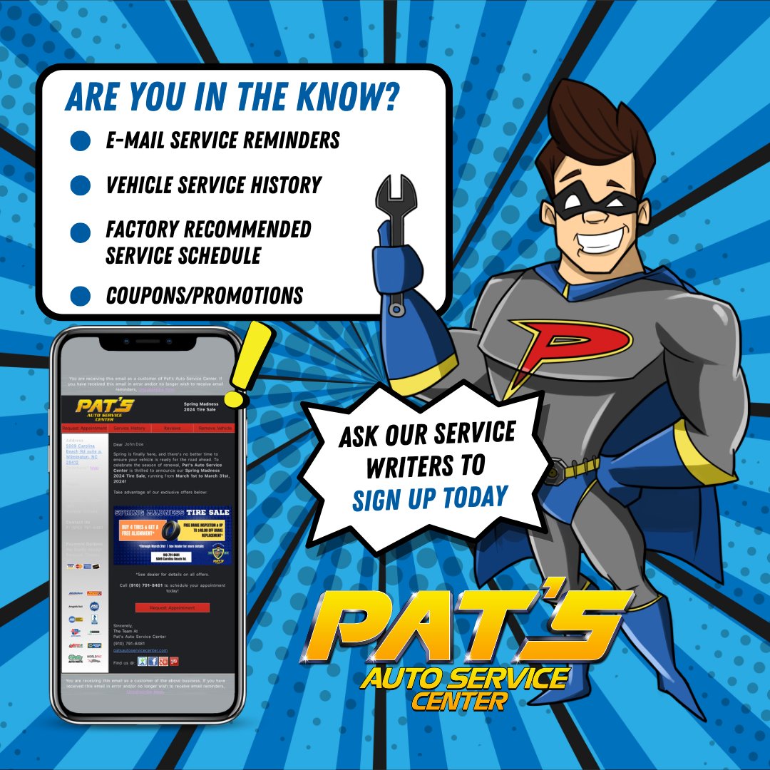 IronStrideM's tweet image. Don't forget to drop your email with one of our service writers next time you swing by. Sign up for email alerts to stay in the loop!

#WilmingtonNC #Local #AutoService #AutoShop #Savings #ASECertified