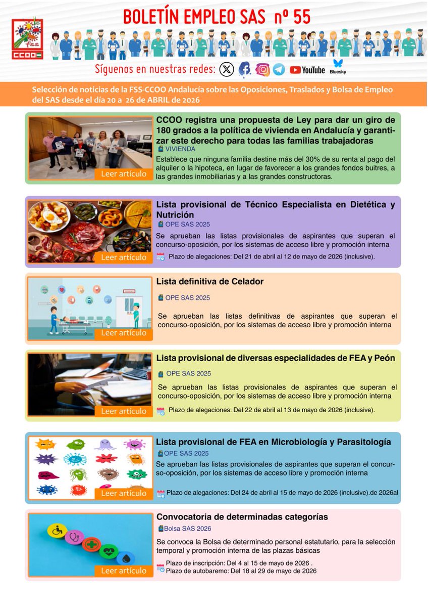 AgsCcoo's tweet photo. ✉️ Tenemos nueva edición de nuestro boletín de empleo

👀 Echa un ojo a las novedades en los procesos del SAS de los últimos días

https://t.co/LbbRPfW2D8 https://t.co/lrYQmwfNHV