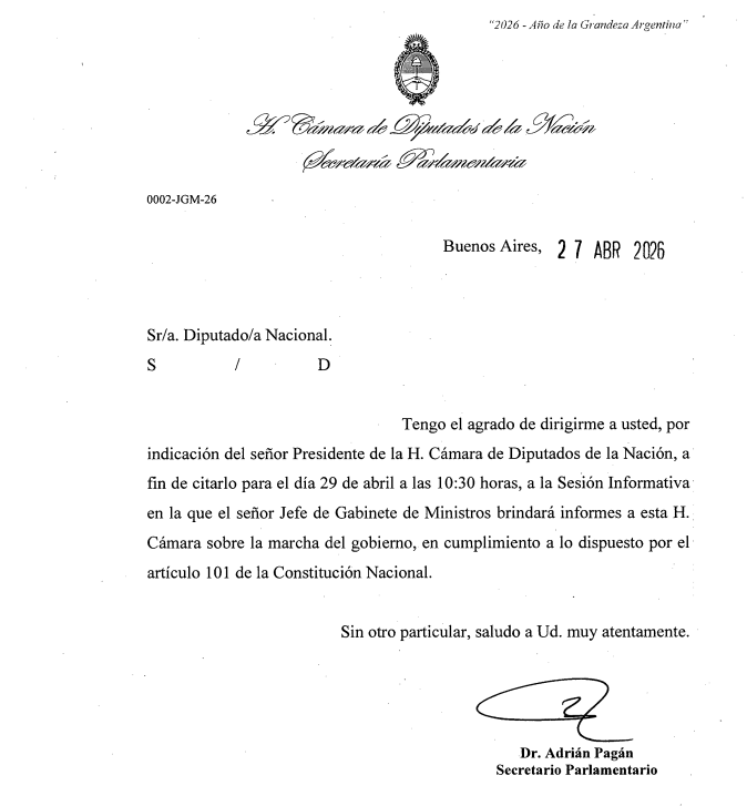 🚨#AHORA | Diputados activó la sesión informativa: Adorni fue citado para este miércoles a las 10:30

📌El jefe de Gabinete llegará al Congreso con respaldo explícito de Milei y todo su Gabinete.