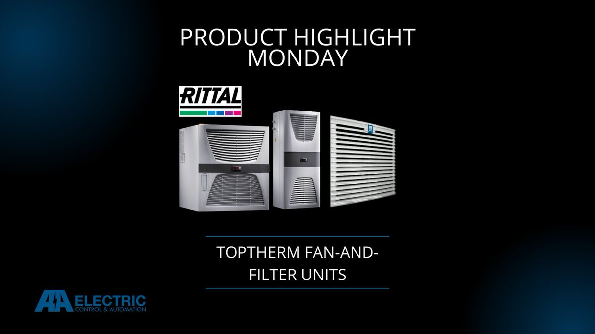 AAElectric's tweet photo. Product Highlight Monday is here! Today we are highlighting Rittal's TopTherm fan-and-filter units. Filter fans with diagonal fan technology are more pressure-resistant. Contact us today at 1-800-237-8274 to learn more. #RITTAL #TopTherm #ProductHighlightMonday #distributors https://t.co/WBO8qPegzj
