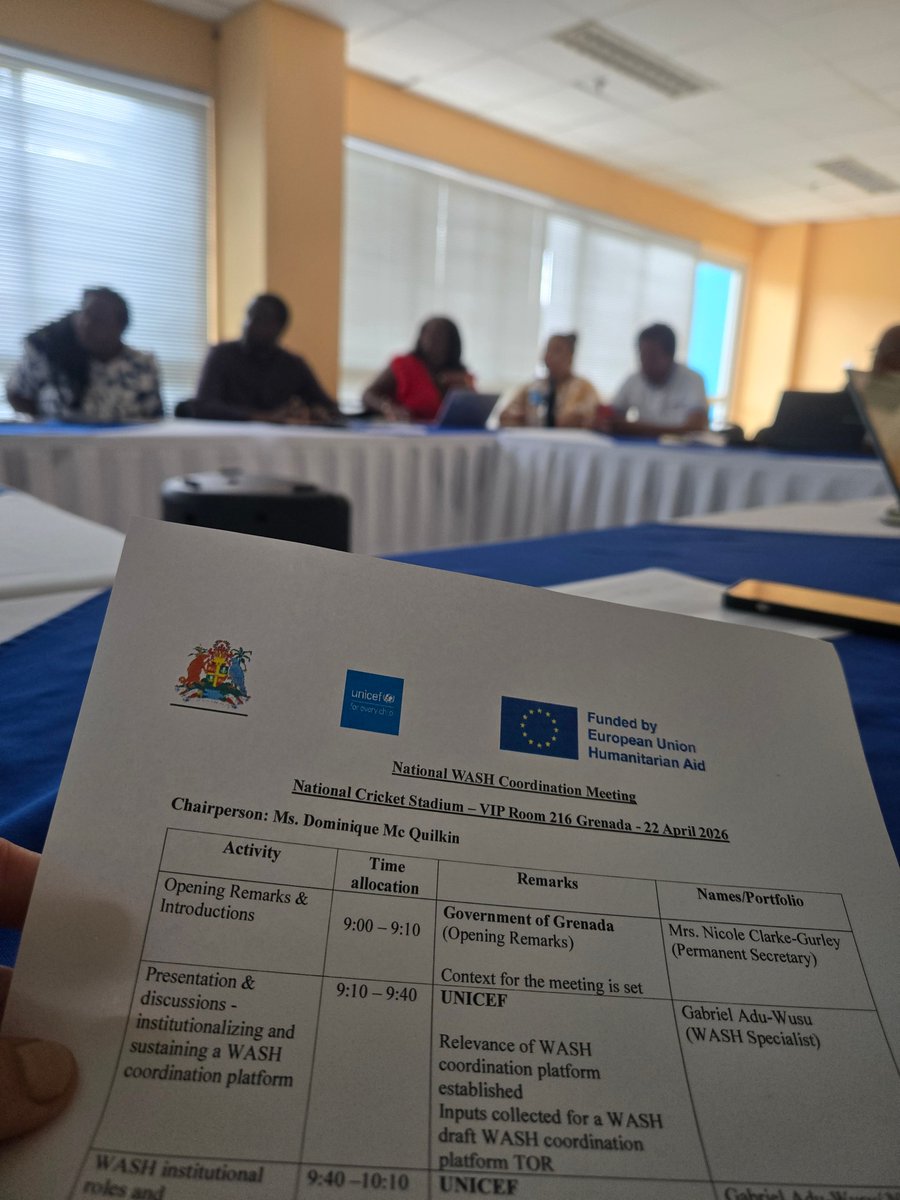 UNICEFECA's tweet image. UNICEF is supporting Grenada to strengthen shock-responsive WASH systems through stronger coordination and partnerships.

With support from ECHO, we’re working to protect every child’s health and resilience.

#ForEveryChild #WASH #Grenada