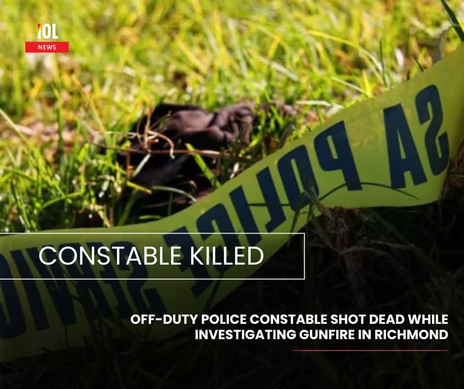 IOL's tweet image. An off-duty police constable who attempted to investigate a gunshot at a tavern in Richmond, KwaZulu-Natal, was shot and killed in the early hours of Sunday morning. 
#news #offduty #police #constable #investigate #gunshot #tavern #Richmond #morning 
Read on