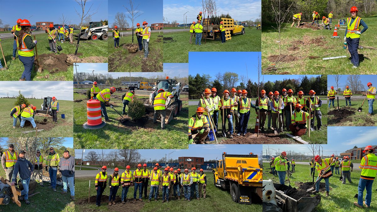 NYSDOT's tweet image. Arbor Day may have been Friday, but these photos highlight tree planting efforts happening around Arbor Day and throughout last week. 🌳

NYSDOT crews helped support projects that strengthen ecosystems, beautify roadsides, and invest in a greener future. Take a look. 👀#ArborDay