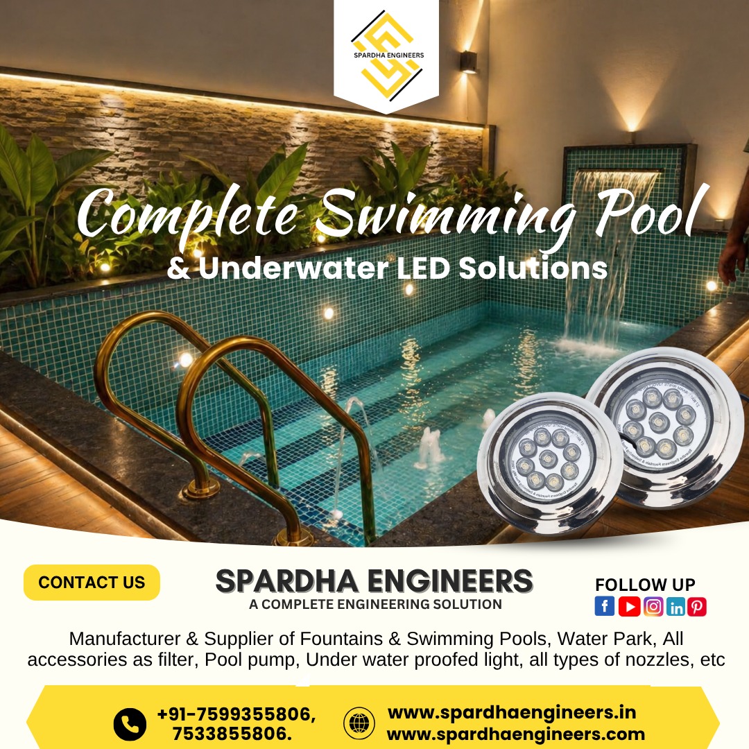 spardhaengineer's tweet image. Upgrade your pool with stunning underwater LED lighting &amp;amp; complete pool solutions 💧✨

Modern design | Energy-efficient lights | Premium quality
📞 Contact now &amp;amp; transform your space!
#SwimmingPool #LEDLighting #PoolDesign #LuxuryLiving #SpardhaEngineers