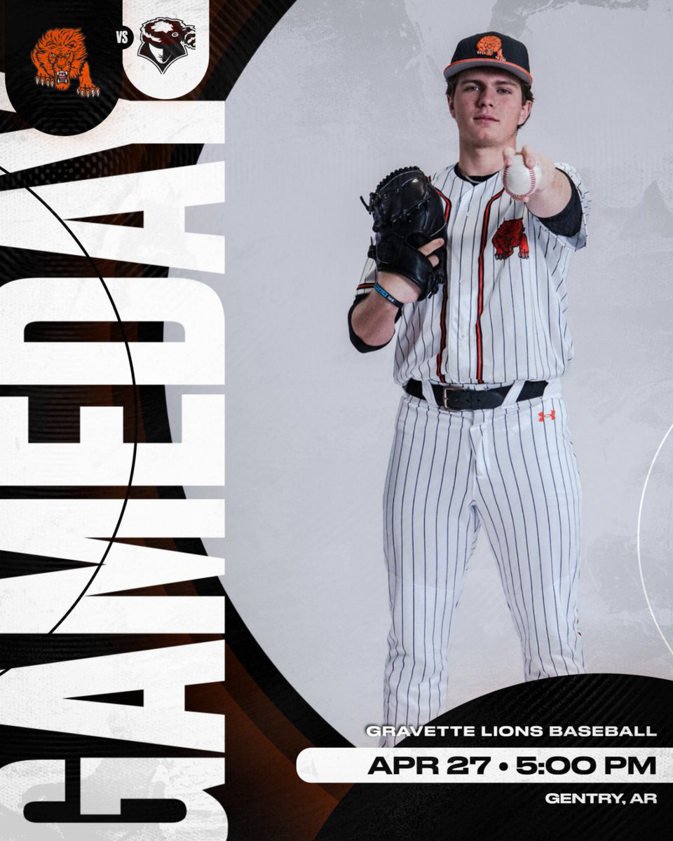 GHS_Athletic's tweet image. 🦁 Gravette Baseball Gameday 🦁

The Lions are on the road tonight!

⚾️ Opponent: gentry
📍 Location: gentry
🕔 First Pitch: 5:00 PM

Good luck to the Lions—go take care of business!

#LionPride🦁🟠⚫