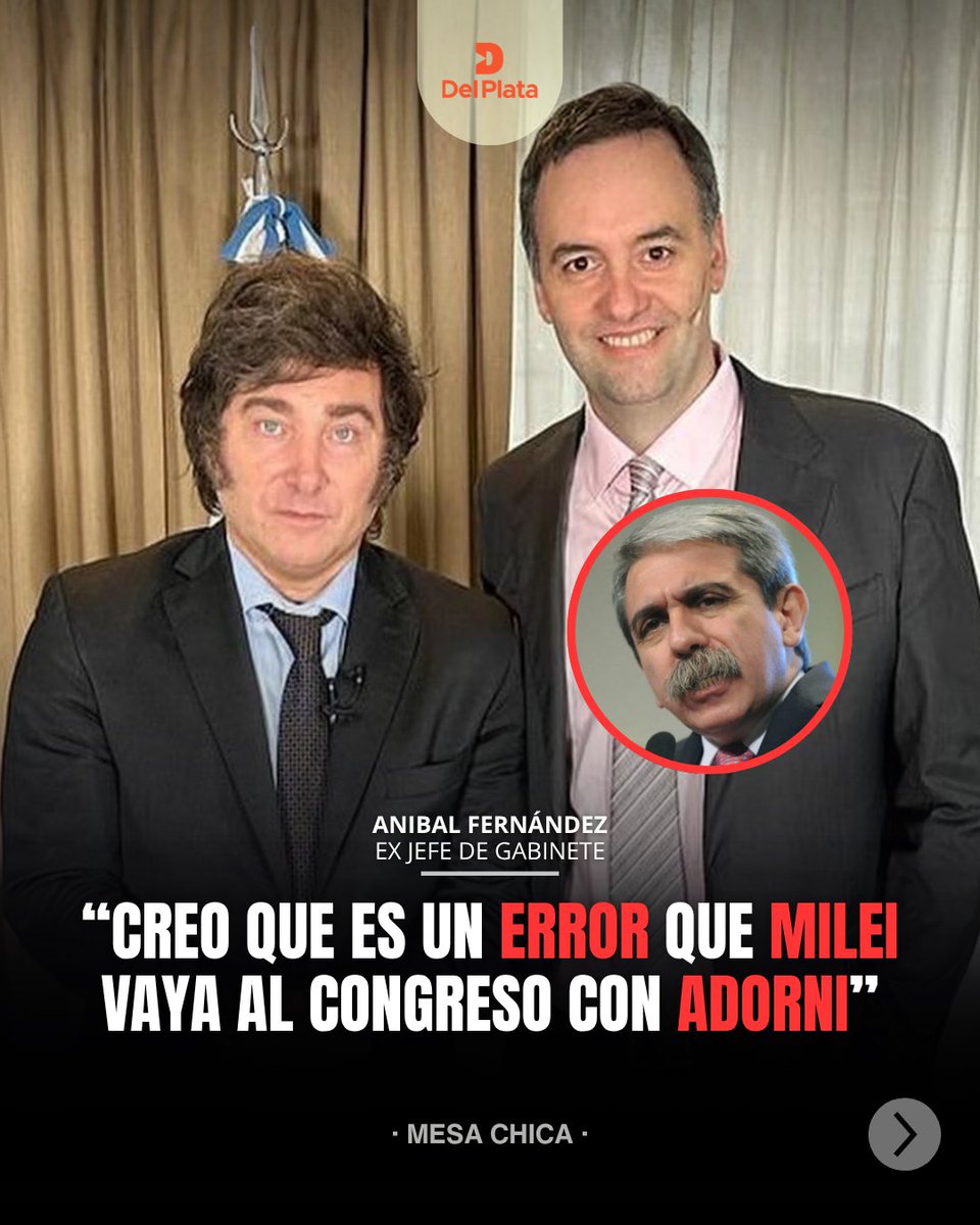 RadioDelPlata's tweet image. ⚠️ Aníbal Fernández, ex jefe de Gabinete, en Mesa Chica con Alfredo Scoccimarro: “Creo que es un error que Milei vaya al Congreso con Adorni”.

#Milei #Congreso #Argentina