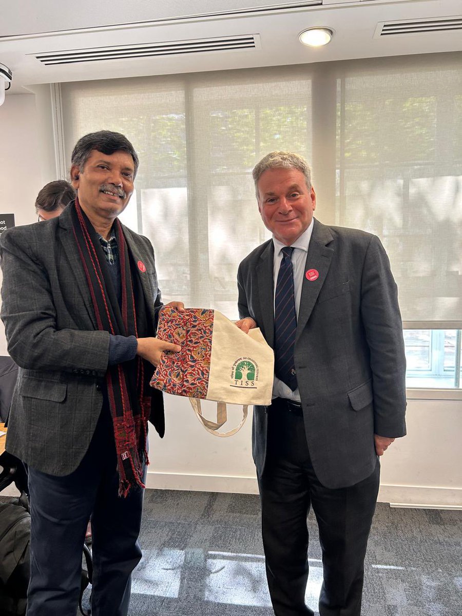 TISSpeak's tweet photo. As part of the 90th anniversary engagements of TISS, Vice-Chancellor Prof. Badri Narayan Tiwari recently met Prof. David Shankland (Director, Royal Anthropological Institute) inLondon. https://t.co/R9JpVkYuDm