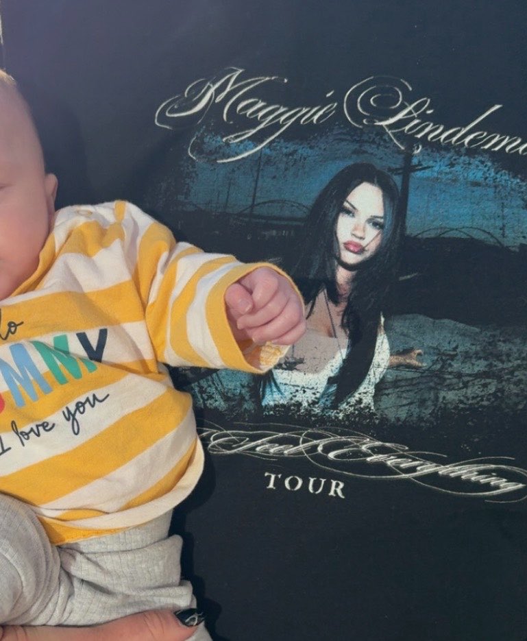 afcpugh's tweet photo. @MaggieLindemann would be really cool if you did merch for new borns so me and my cool nephew can both rock your shirts https://t.co/7AQdWEx2E2
