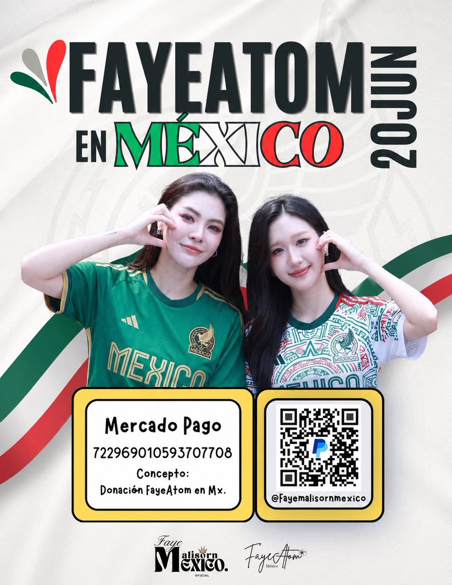 FayeAtomMex's tweet photo. Faye está lista, Atom está lista…
¿MÉXICO ESTÁ LISTO? 

Si estás leyendo esto… ya eres parte de algo más grande 💫

No es solo una recaudación.  
Es la forma en la que estamos construyendo juntos la bienvenida que se merece FayeAtom en México 🇲🇽

Cada aportación suma a TODO lo que queremos lograr:  
✨ Proyectos de bienvenida  
🎁 Detalles y regalos  
📣 Publicidad y promoción para que esto se haga notar  

Si alguna vez has sentido lo que ellas transmiten… este es el momento de regresarlo 💖

Puedes participar a través de PayPal y ser parte de esto desde donde estés 🌎

No te quedes viendo cómo otros lo hacen.  
Sé parte de lo que vamos a crear. 🔥

#ฝ้ายพีรญา #FayePeraya   #อะตอมปริยะ #AtomPariya #FayeAtom