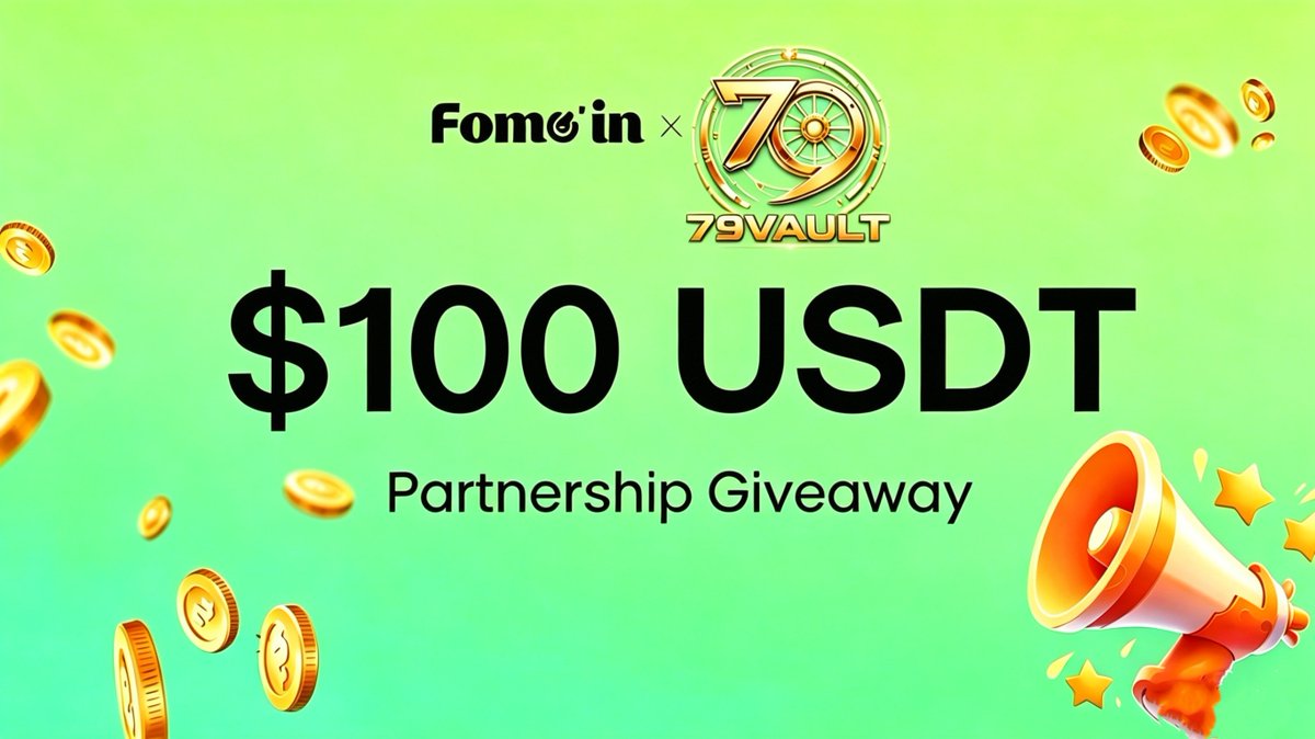 🤝 #Fomoin New #Partnership with <a href="/79thVault/">79th Vault</a>
🎁 Join <a href="/79thVault/">79th Vault</a> $100 USDT #Giveaway 

✅ RT &amp; Tag 3 Friends 
✅ Follow <a href="/79thVault/">79th Vault</a> &amp; <a href="/Fomo__in/">Fomoin</a> 
✅ Comment your #BEP20 address below ⤵️

💰 10 winners = $10 each
#Airdrop #DEFI #USDTGiveaway #BTC #ETH #Web3‌‌