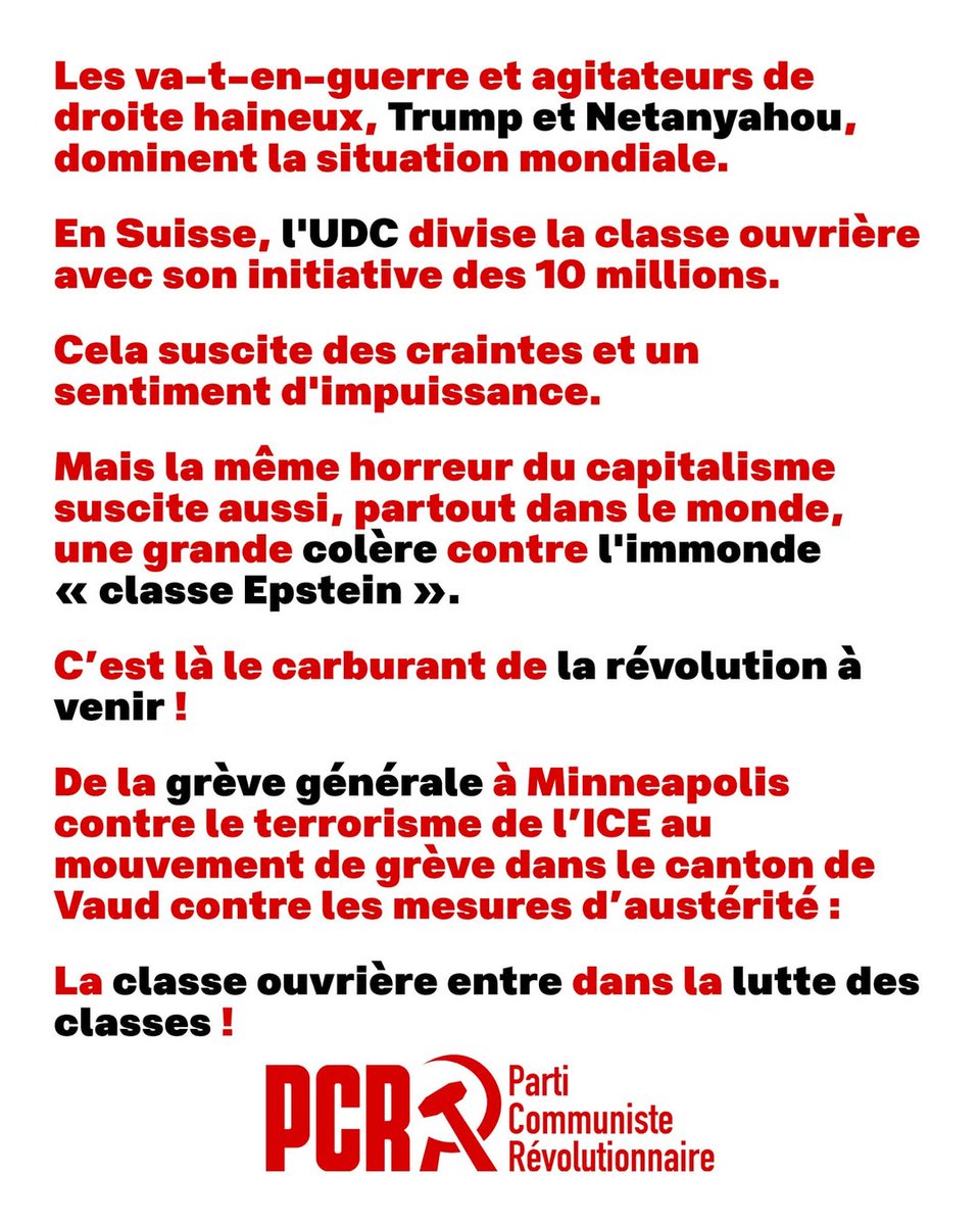 Parti Communiste Révolutionnaire (PCR Suisse) tweet media