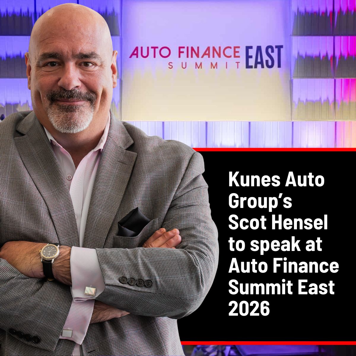 KunesAutoGroup's tweet photo. Scot Hensel, Finance Director at Kunes Auto Group, will be speaking at @AutoFinanceNews  Summit East 2026 in Nashville.

With nearly 40 years in the industry, Scot brings real-world insight to the panel “Nonprime in 2026: Risk management, resilience and the road ahead.”

If you are attending, connect with him.

May 11–13 | JW Marriott Nashville