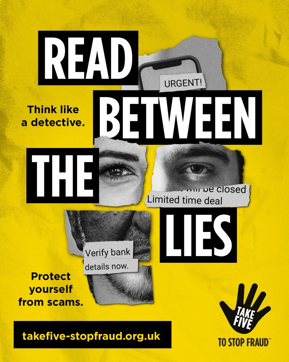 DurhamCyber's tweet photo. We’re proud to support #TakeFiveWeek26,
supporting @TakeFive’s mission to help people
#ReadBetweenTheLies to recognise and prevent
fraud. https://t.co/unyauDvLiL