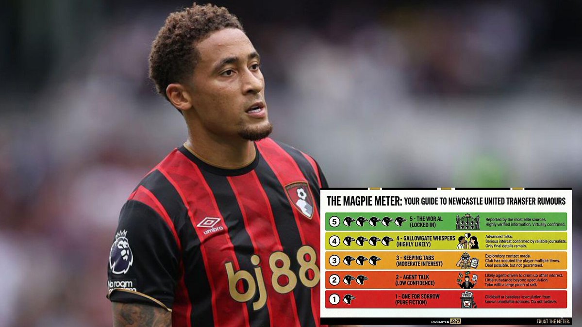 Magpie24_7's tweet image. 🍒 Bournemouth's Marcus Tavernier is wanted by Newcastle United this summer, according to teamTALK. 

This just seems like lazy journalism 101! 

MAGPIE METER RATING: 🐦‍⬛

#NUFC #NUFCNews #Newcastle #EPL