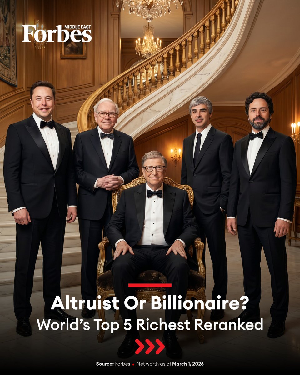 Forbes_MENA_'s tweet image. #ElonMusk topped Forbes’ annual World’s Billionaires list in 2026 for the second year in a row with a net worth of $839 billion. Despite transferring $8.5 billion in Tesla stock (~1% of his net worth) to his charitable foundations, only about $500 million has been distributed,