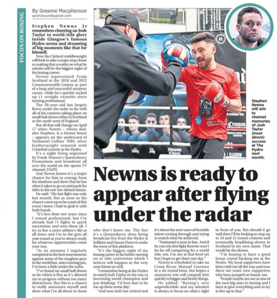 Graeme_Macphers's tweet photo. Good to be back writing about boxing again for a few of the papers including these interviews with @Deano_Suth and @newnsyjr for the @Sunday_Post. 

Any boxer or promoter looking for media coverage please get in touch. https://t.co/6juNDLQbwV