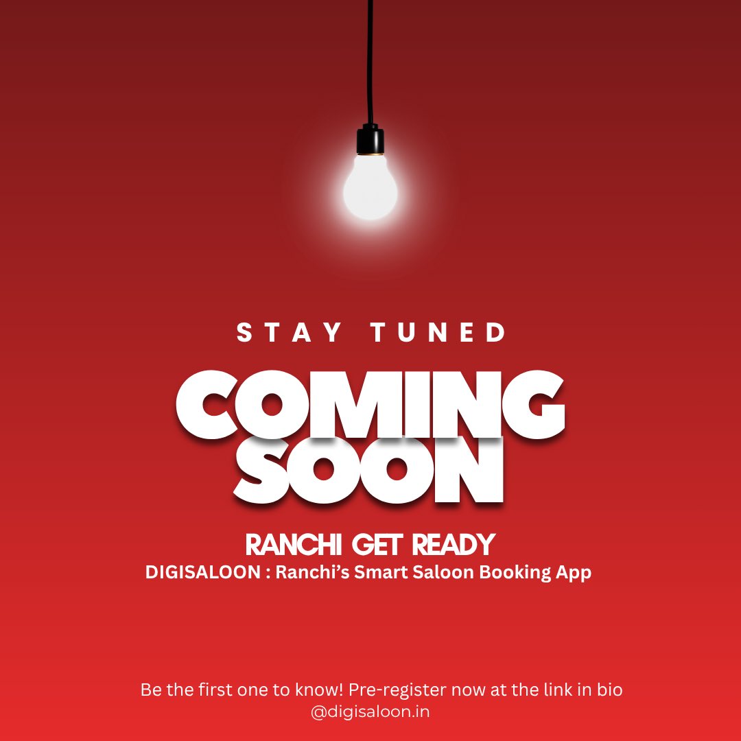 Digiisaloon's tweet photo. Building something special for my city, Ranchi. 🔴
Digisaloon is here to make salon visits stress-free. No more long queues—just smart, digital booking at your fingertips. 📱✂️
Mission: Digitize every salon in Ranchi! 
Pre-register: https://t.co/xrrmYj7yKm
#Ranchi #DigiSaloon https://t.co/Oz2V6FpC4v