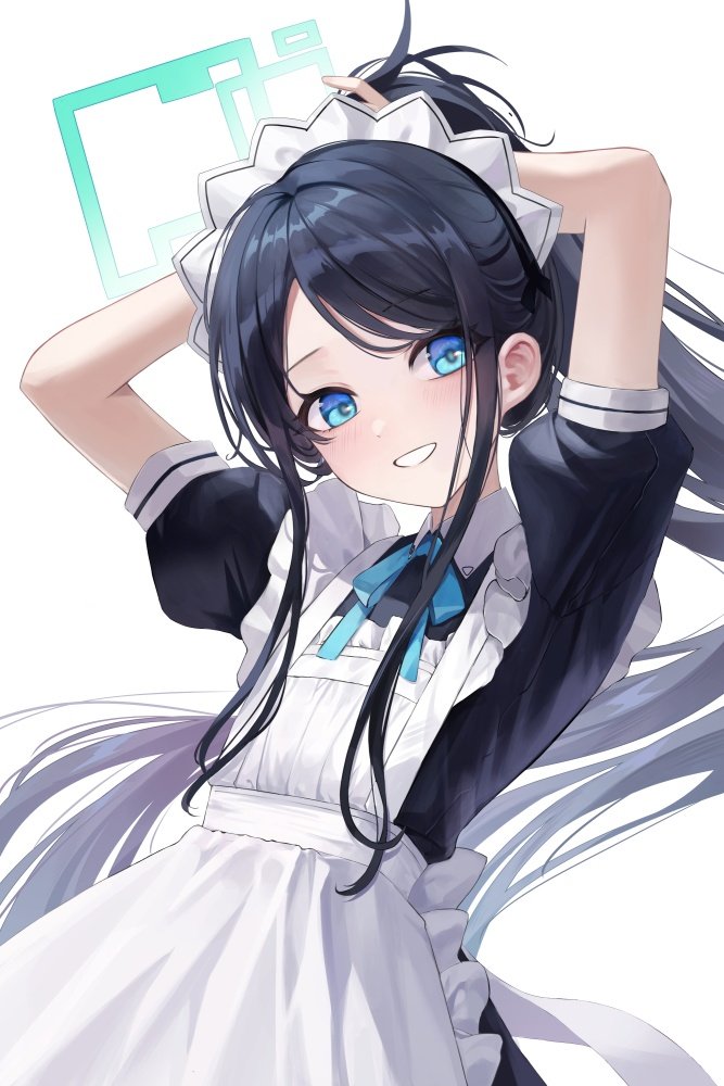天童アリス(ブルアカ) ,メイドアリス 「(⁠。⁠•̀⁠ᴗ⁠-⁠)⁠✧シフト3連勤をやっとこさっとこ乗り切りまして明日はシ」|まるすのイラスト