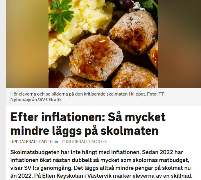 Stort_allvar's tweet image. Men enligt eleverna kan det vara så att det ibland bara finns exempelvis potatismos och grönsaker kvar.
– Det är klart att de blir besvikna när man tror att man ska äta pannbiff eller schnitzel och så är den slut.
– Jag får ont i huvudet och man märker av i klassen att den är