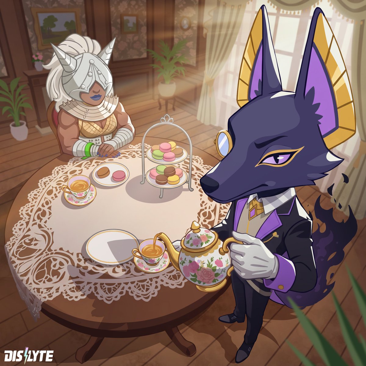 dislyte's tweet photo. "Happy birthday, Miss Laura. Is our guest arriving soon? Tea tastes better hot."
"He's on his way. Apparently, one of his cacti caught a cold."

#Dislyte #HappyBirthday #EsperBirthday #Laura #Neith https://t.co/gqZS4phrvf