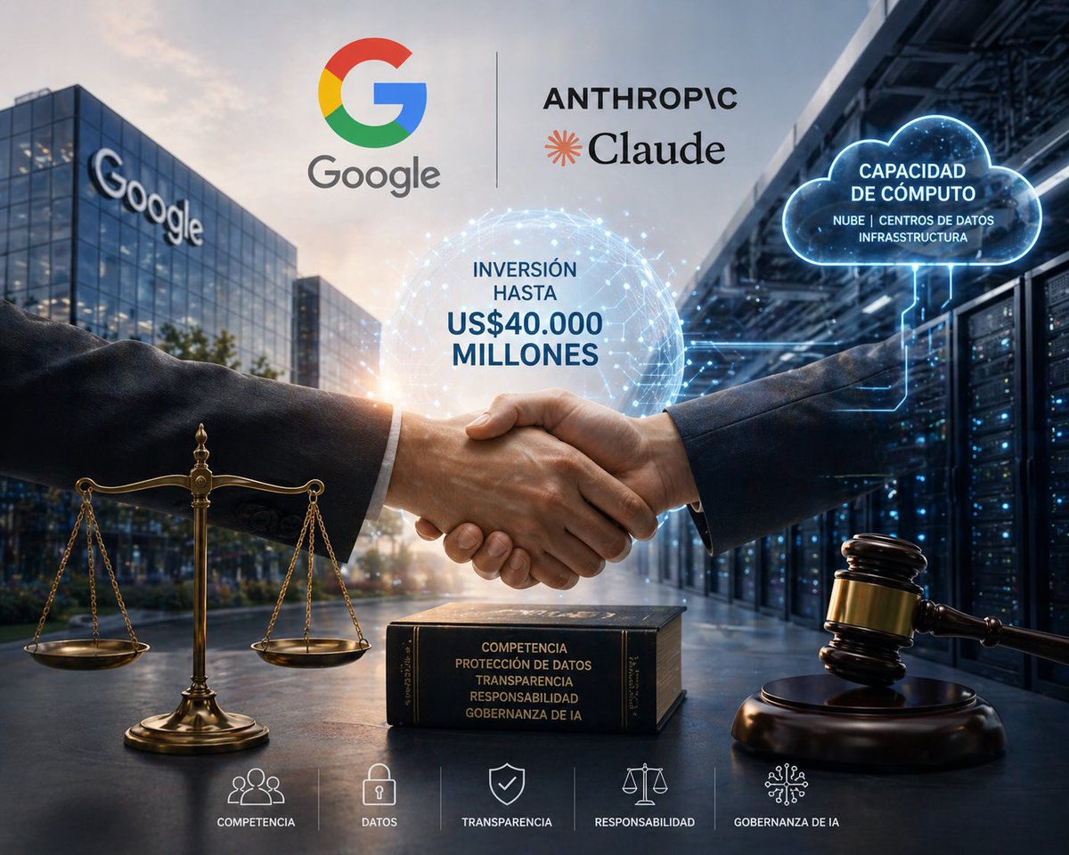 ndrescastillo's tweet photo. Google podría invertir hasta US$40.000 millones en Anthropic.
La operación no sería solo capital: también estaría ligada a capacidad de cómputo, nube y centros de datos.

La competencia en IA ya no se juega solo en los modelos, sino en la infraestructura. https://t.co/zs0mxTGjsb