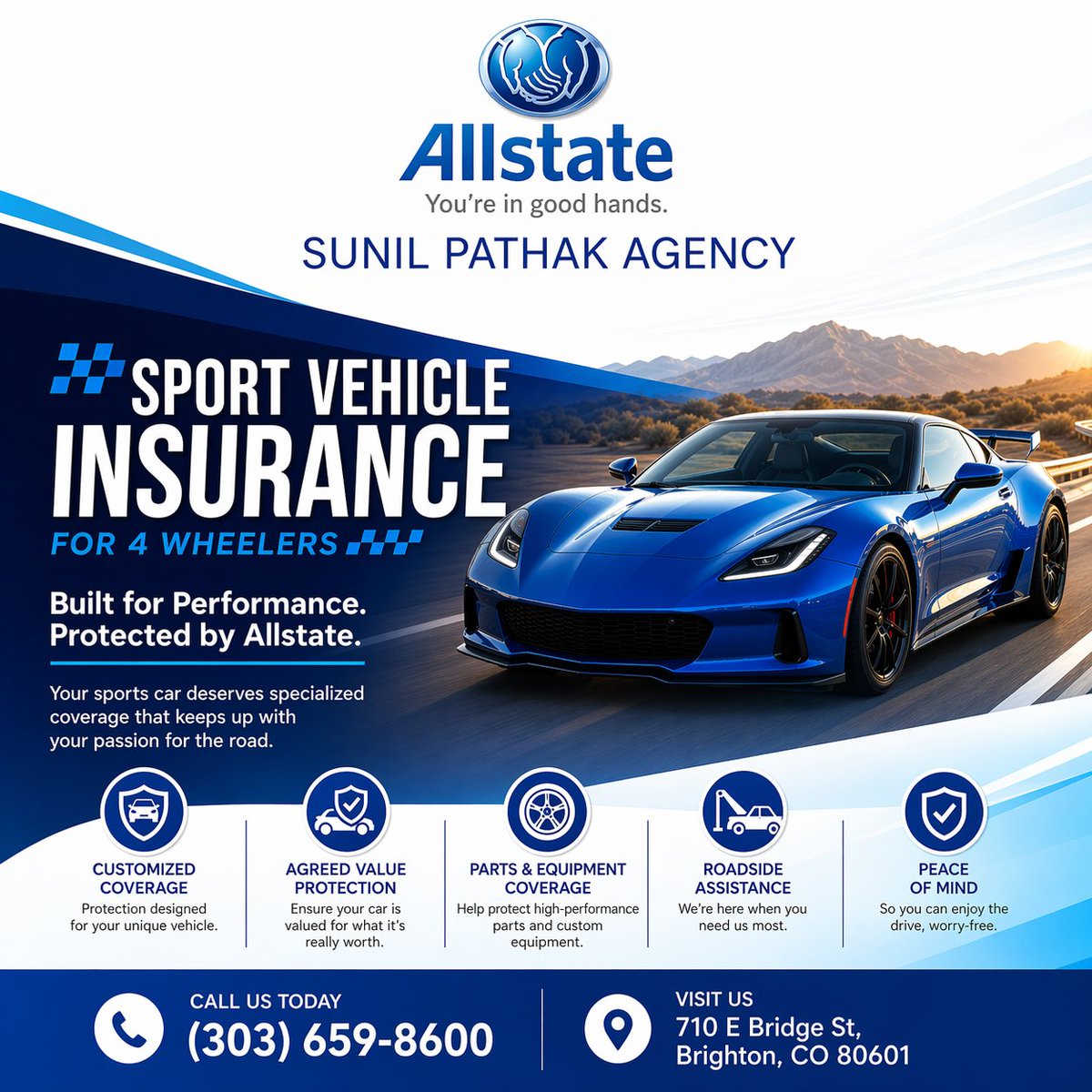 PathakAgency's tweet image. Your sports car isn't standard, so why settle for standard insurance?

Get specialized coverage for high-performance parts, custom equipment, and agreed-value protection. Drive with the confidence you deserve!

📞 (303) 659-8600
#SportCar #SunilPathakInsurance #Allstate
