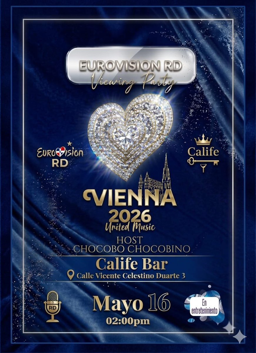 EurovisionFam's tweet photo. Nuestros amigos de @EurovisionXat van a tener su anual watch party en 🇩🇴 Santo Domingo, Rep. Dom. este 16/05.

Si tienes planes de ver #Eurovision 2026 y quieres tener muy buena compañía, aquí te compartimos todos los detalles 👇🏼 https://t.co/fDqK6m1BpS