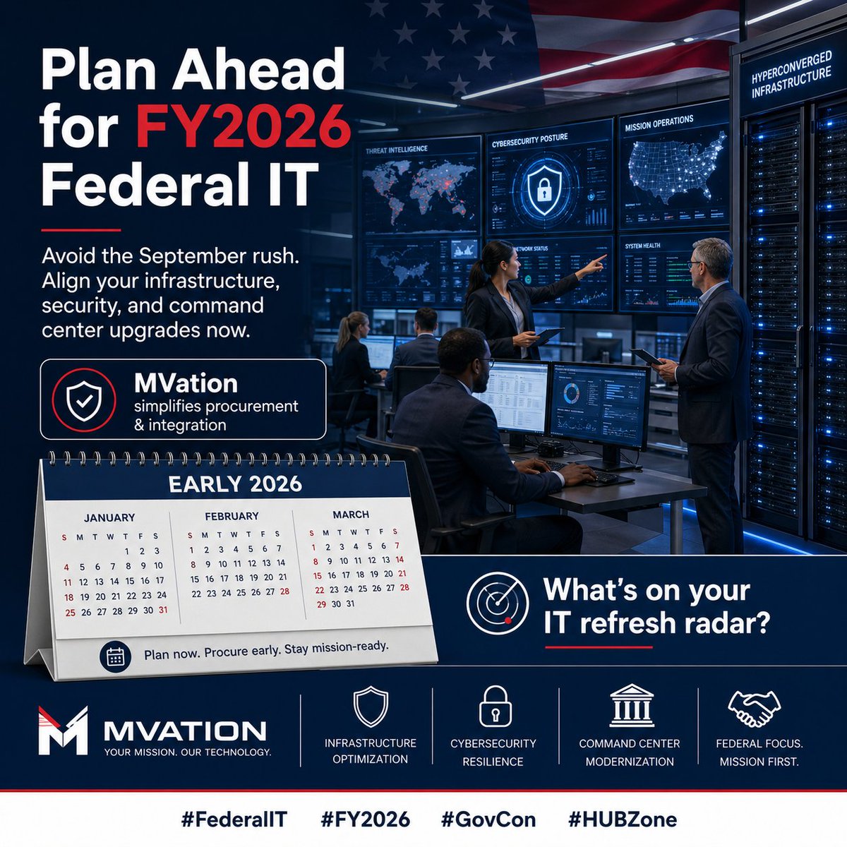 MvationInc's tweet image. April is perfect for planning FY2026 IT buys. Avoid the Q4 scramble — partner with a small HUBZone business that delivers fast. MVation: 1,000+ brands, TAA-compliant, mission-focused. Link in bio → #GovCon #FederalIT